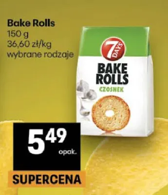 Sucharki Bake Rolls 7 Days czosnkowe promocja w Delikatesy Centrum