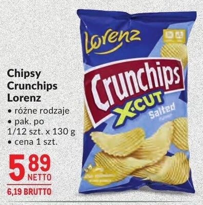 Chipsy Crunchips Lorenz różne rodzaje promocja w Makro