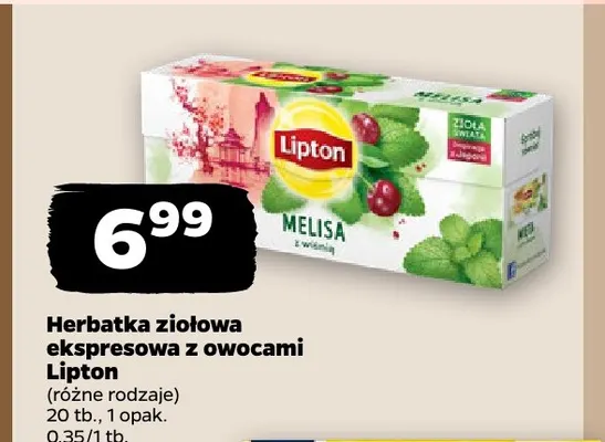 Herbatka ziołowa ekspresowa z owocami Lipton promocja w Netto