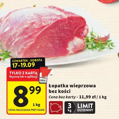 Łopatka wieprzowa bez kości promocja w Intermarche