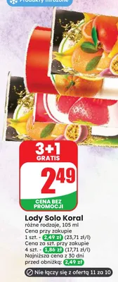 Lody truskawkowe Solo promocja w Dino