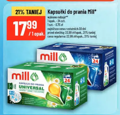 Kapsułki do prania Mill Universal 24-pak promocja w POLOmarket