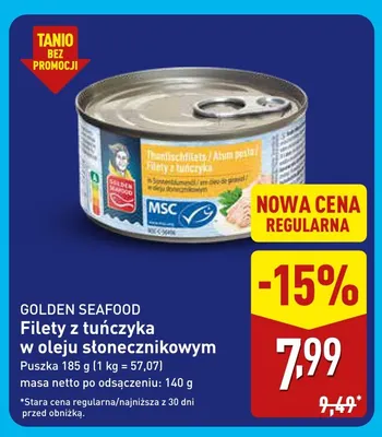 Filety z tuńczyka w oleju słonecznikowym Golden Seafood promocja w Aldi