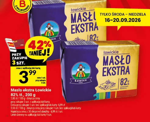 Masło ekstra Łowickie 82% promocja w Twój Market