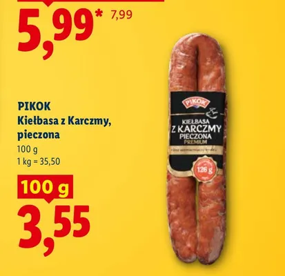 Kiełbasa z Karczmy pieczona Pikok promocja w Lidl