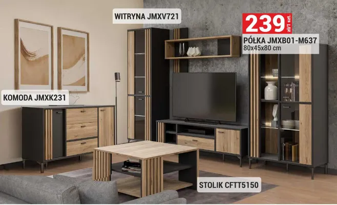 Komoda JMXK231 159,5x86,2x41,5cm dąb mauvella/czarny System Figila promocja w Merkury Market