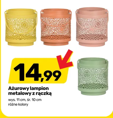 Ażurowy lampion metalowy z rączką promocja w Bricomarche