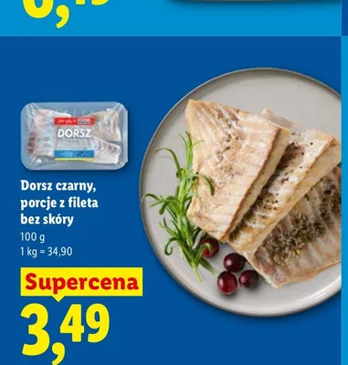 Dorsz czarny porcje z fileta bez skóry Targ Rybny Lidla promocja w Lidl