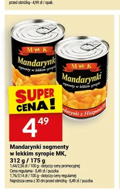 Mandarynki segmenty w lekkim syropie MK promocja w Twój Market