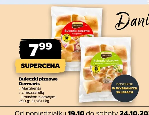 Bułeczki pizzowe z mozzarellą i masłem ziołowym Dermaris promocja w Netto