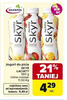 Jogurt do picia Skyr Łaciaty mango-marakuja promocja w Carrefour