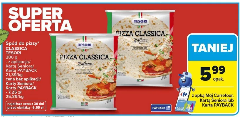 Spód do pizzy CLASSICA TESORI 280g promocja w Carrefour Market