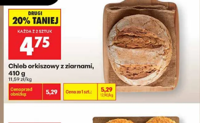 Chleb orkiszowy z ziarnami promocja w Biedronka