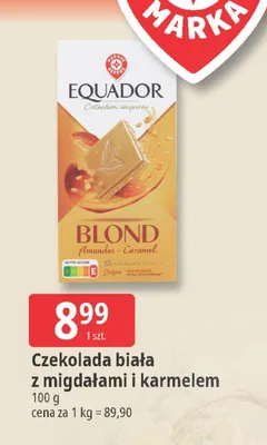 Czekolada biała z migdałami i karmelem promocja w Leclerc