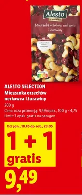 Mieszanka orzechów nerkowca i żurawiny Alesto Selection promocja w Lidl