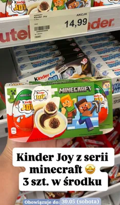 Jajko Kinder Joy Minecraft 3-pak 20g promocja w Aldi