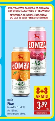 Piwo smakowe Łomża Malina promocja w Aldi