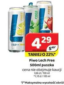 Piwo bezalkoholowe Lech Free Limonka z miętą 500 ml promocja w Delfin