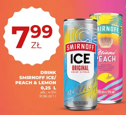Drink Smirnoff Ice Miami Peach promocja w Duży Ben