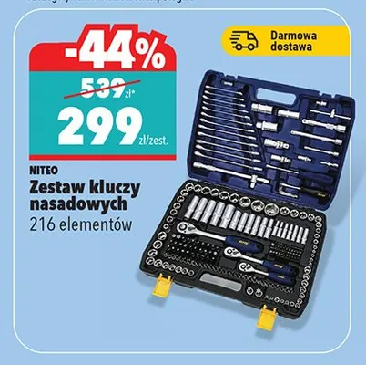 Zestaw kluczy nasadowych 216 elementów promocja w Biedronka