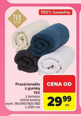 Prześcieradło z gumką z jerseyu 100% bawełny TEX promocja w Carrefour