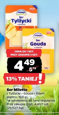 Ser gouda w plastrach Miletto promocja w Netto
