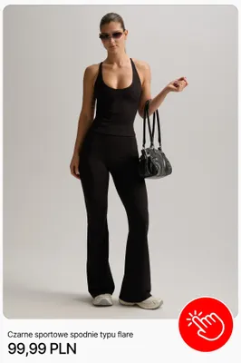 Spodnie sportowe damskie Cropp czarne typu flare promocja w Cropp
