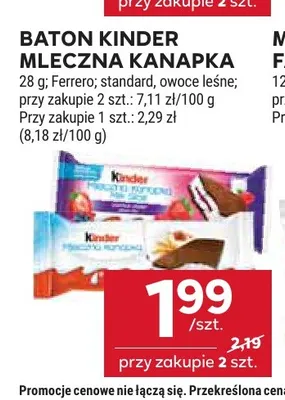 Baton Kinder Mleczna Kanapka Standard promocja w Stokrotka