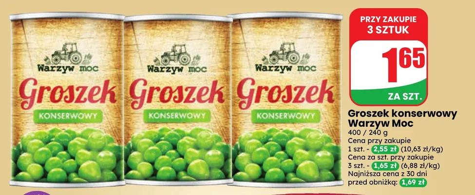 Groszek konserwowy Warzyw Moc promocja w Dino