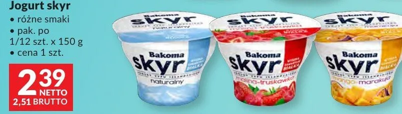 Jogurt skyr Bakoma różne smaki promocja w Makro