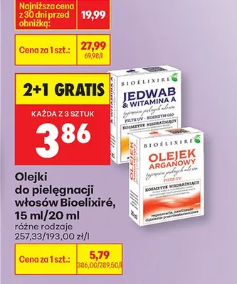 Olejki do pielęgnacji włosów Bioelixire różne rodzaje 15 ml/20 ml promocja w Biedronka