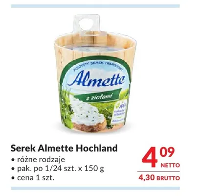 Serek Almette Hochland promocja w Makro
