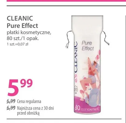 Płatki kosmetyczne Cleanic Pure Effect promocja w Hebe