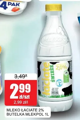 Mleko Łaciaty 2% butelka 1l promocja w Bingo