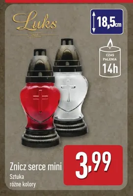 Znicz serce mini Luks promocja w Aldi