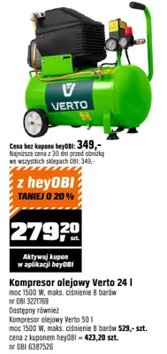 Kompresor olejowy Verto 24l promocja w OBI