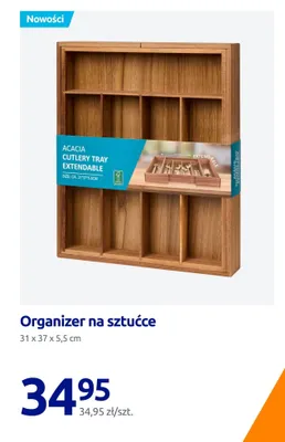 Organizer na sztućce z drewna akacjowego promocja w Action