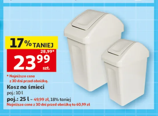 Kosz na śmieci 10 l promocja w Auchan
