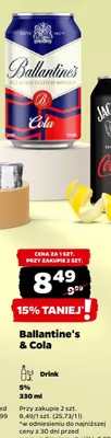 Drink Ballantine's & Cola 5% promocja w Netto