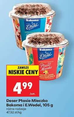 Deser Ptasie Mleczko Bakoma & E.Wedel promocja w Biedronka