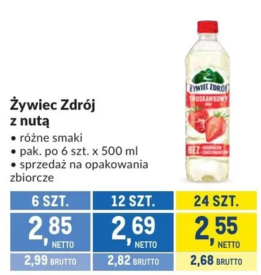 Żywiec Zdrój z nutą różne smaki promocja w Makro