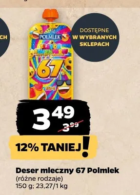 Deser mleczny 67 Polmlek promocja w Netto