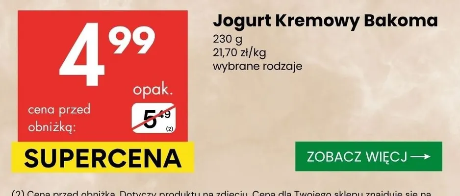 Jogurt Kremowy Bakoma promocja w Delikatesy Centrum