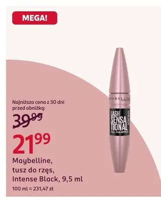 Tusz do rzęs Maybelline Lash Sensational Intense Black promocja w Rossmann