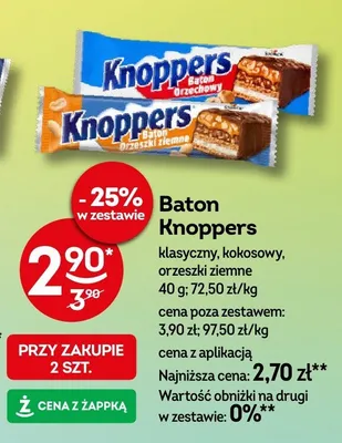 Baton Knoppers klasyczny, kokosowy, orzeszki ziemne promocja w Żabka
