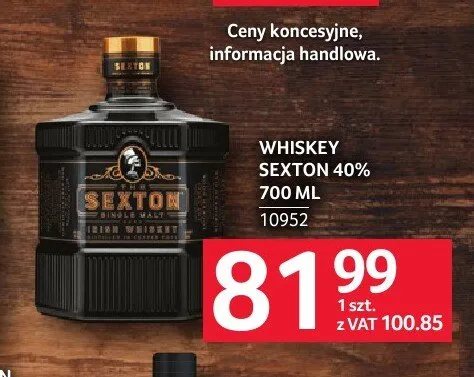 Whiskey Sexton 40% promocja w Selgros