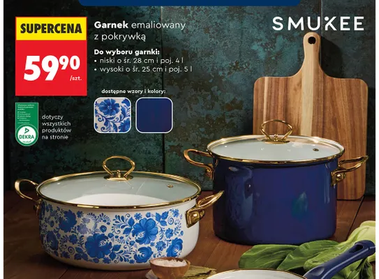 Garnek emaliowany z pokrywką niski 28 cm 4 l Smukee promocja w Biedronka
