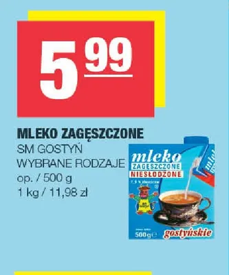 Mleko zagęszczone SM Gostyń promocja w SPAR