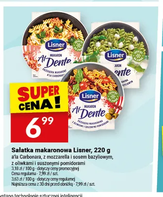 Sałatka makaronowa z mozzarella i sosem bazyliowym Lisner promocja w Twój Market