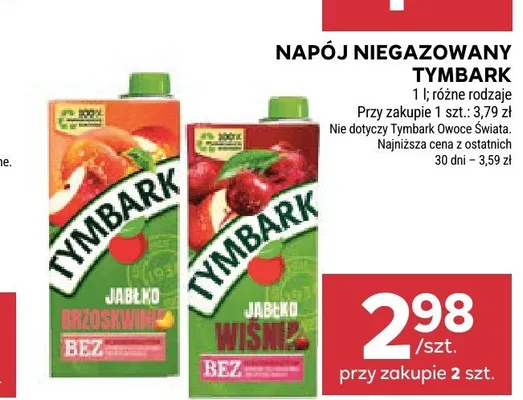 Napój niegazowany Tymbark Jabłko Wiśnia promocja w Stokrotka